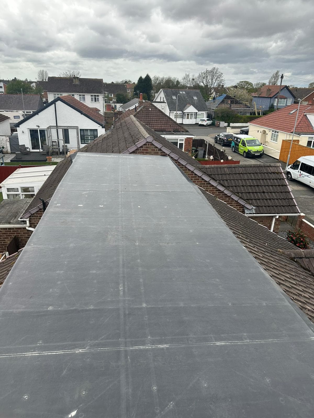 EPDM garage roof, Bromborough, completed